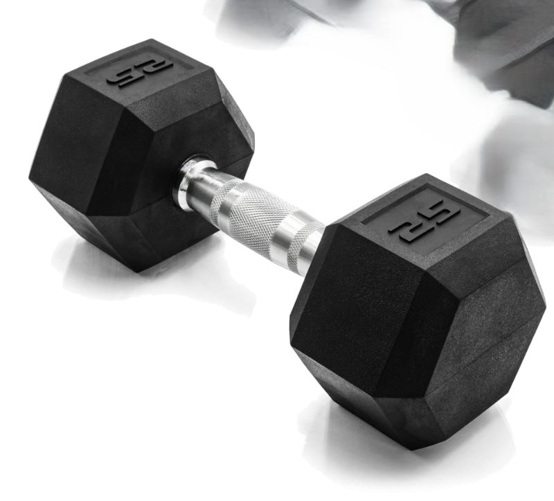 Photo 1 of ****single dumbbell**** CAP Barbell 25 LB Rubber Coated Hex Dumbbell Hand Weight - Pair | Chrome Handle