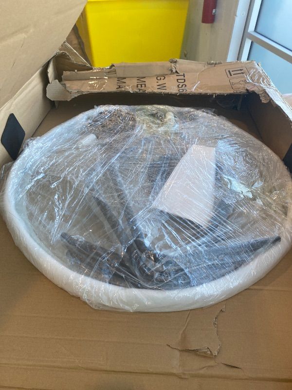 Photo 1 of ***MISSING PIECES*** ***READ CLERK NOTES*** Shintenchi 6 Piece Patio Dining Set with Umbrella, Outdoor Furniture Set with 4 Folding Chairs and Tempered Glass Top Dining Table fot Lawn Backyard Garden Porch Black