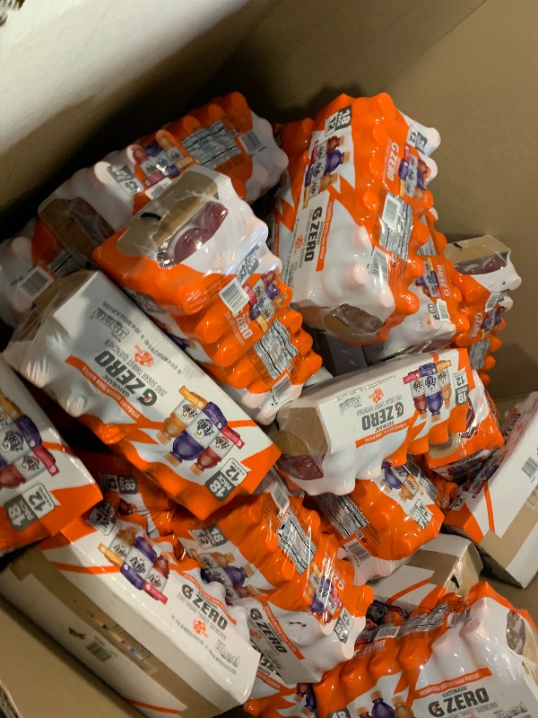 Photo 1 of ***SALE FINAL, HALF A PALLET*** Gatorade G Zero Sports Drink, Fruit Punch, Orange, Grape Variety Pack, 12 Fl Oz (Pack of 18)