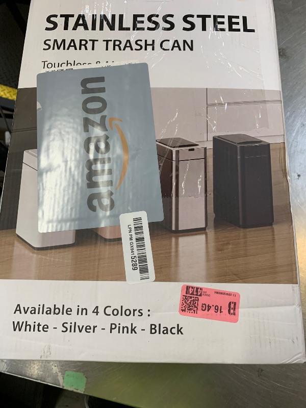 Photo 1 of ELPHECO Bathroom Trash Can with Lid 2.6 Gallon Smart Trash Can Slim Motion Sensor Garbage Can Automatic Stainless Steel Wastebasket Bathroom Decor for Bedroom Office Toilet Silver