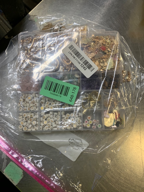 Photo 1 of **USED, INCOMPLETE KIT** TOHONGADON Lip Gloss Charms, Keychain Making Kit, Bag Charm Kit with 5 Kinds of Crystal Stones, 343 Charms, 24 Keychain Clips, Key Ring Jewelry Plier, Extender Chain for DIY Crafting
