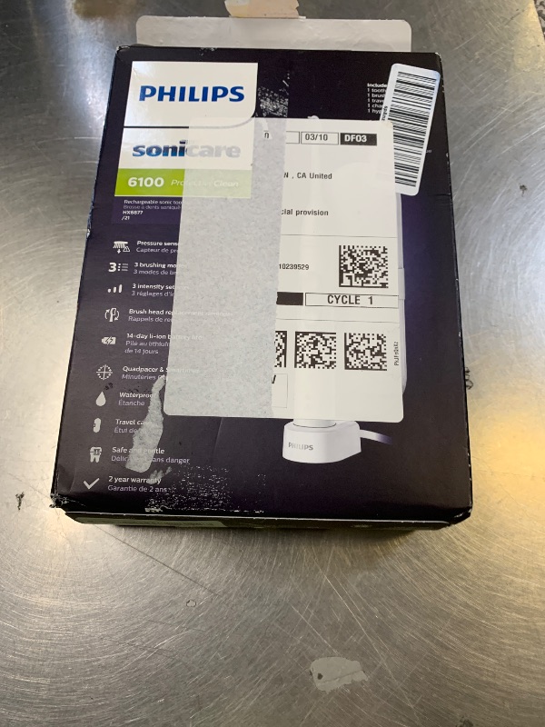 Photo 1 of PHILIPS Sonicare ProtectiveClean 6100 Rechargeable Electric Toothbrush, with Pressure Sensor, 3 Cleaning Modes, SmarTimer and QuadPacer, 14-Day Battery Life, Travel Case, White, Model HX6877/21
