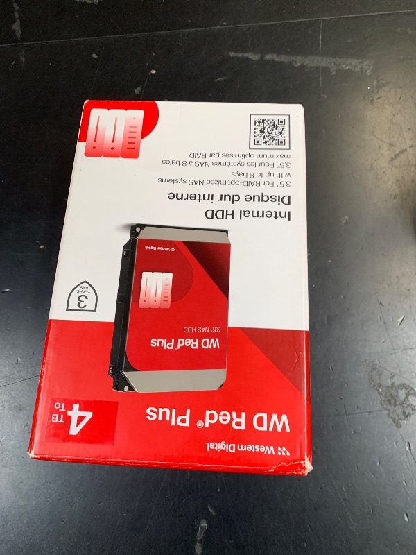 Photo 1 of Western Digital 4TB WD Red Plus NAS Internal Hard Drive HDD - 5400 RPM, SATA 6 Gb/s, CMR, 64 MB Cache, 3.5" - WD40EFRX