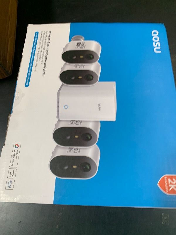 Photo 1 of aosu Wireless Indoor/Outdoor Security Camera Kit with aosuBase Local Storage, 2K with 6X Zoom, 4-View Live, Cross-Camera Person Timeline, PIR + AI Human Detection, Color Night Vision, 4-Cam-Kit
