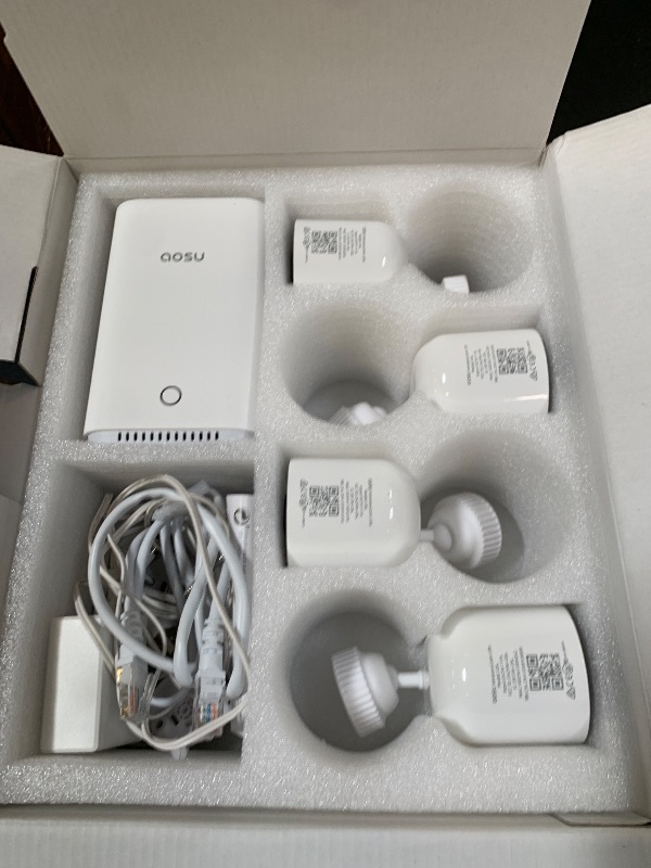 Photo 1 of aosu Wireless Indoor/Outdoor Security Camera Kit with aosuBase Local Storage, 2K with 6X Zoom, 4-View Live, Cross-Camera Person Timeline, PIR + AI Human Detection, Color Night Vision, 4-Cam-Kit