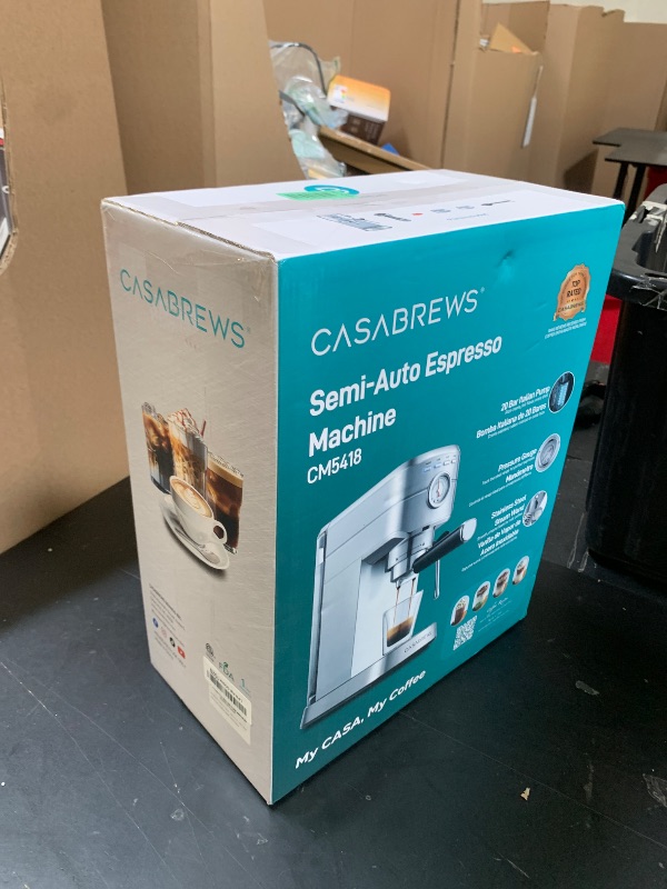 Photo 1 of CASABREWS CM5418 Espresso Machine 20 Bar, Compact Espresso Maker with Steam Milk Frother, Stainless Steel Coffee Machine with 34oz Removable Water Tank for Cappuccino, Small Latte Machine, Silver