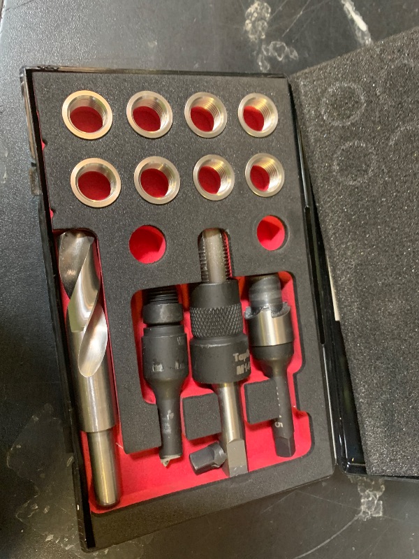 Photo 1 of SENNMONN M14X1.5 Thread Repair Kit with Insert HSS Drill, Tap, Counterbore, Installation Driver,Tap Guides, Metric, 10PCS Stainless Steel Insert M14X1.5X 9.4MM