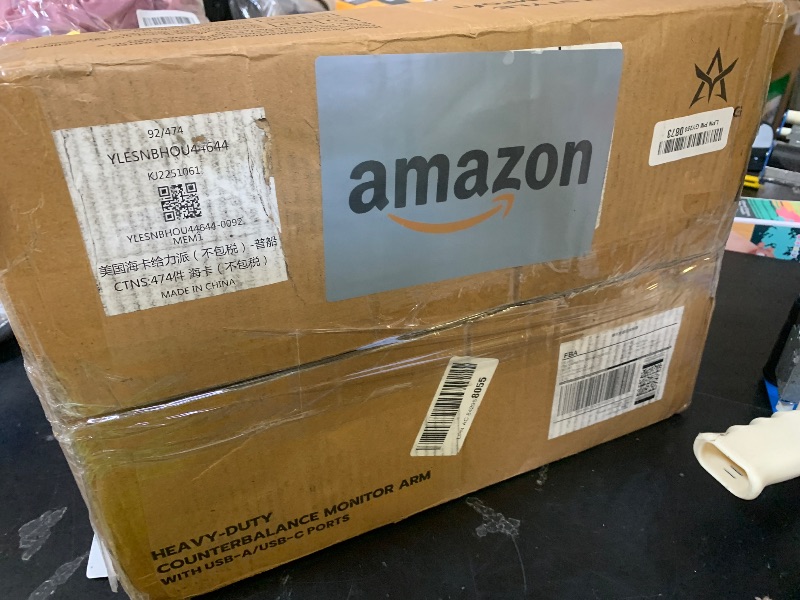 Photo 1 of ARES WING Dual Monitor Arm for Ultrawide Heavy Duty Curved Monitor Stacking, Fits 17-49 Inch, Vertical Gas Spring Double Monitor Stand with USB, Adjustable Dual Monitor Mount for Desk, Black