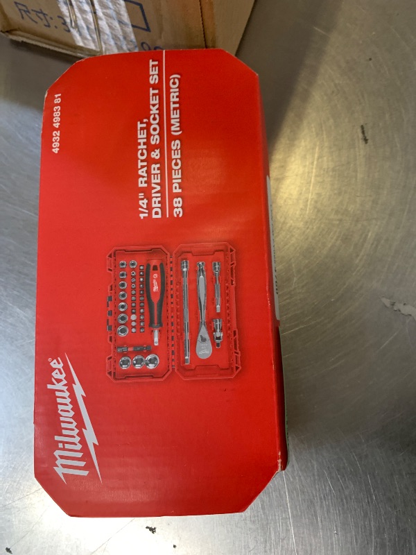 Photo 1 of Milawaukee Ratchet, Socket and Bit Set 1/4 Inch 38 Pieces