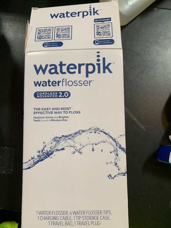 Photo 1 of Waterpik Cordless Advanced 2.0 Water Flosser For Teeth, Gums, Braces, Dental Care With Travel Bag and 4 Tips, ADA Accepted, Rechargeable, Portable, and Waterproof, White WP-580, Packaging May Vary