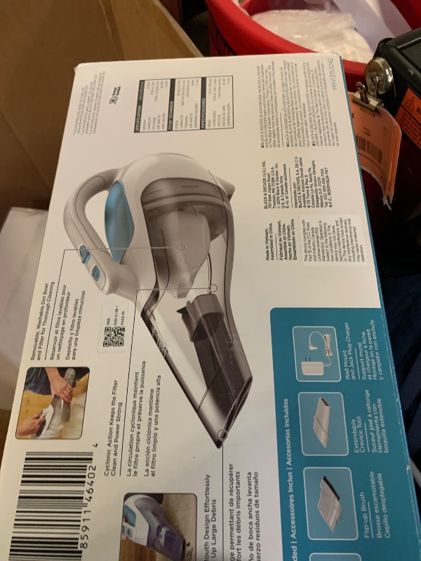 Photo 1 of BLACK+DECKER dustbuster Cordless Handheld Vacuum, Portable Vacuum for Car and Home Rechargeable, Powerful Suction, Wide Mouth (HHVI315JO42)