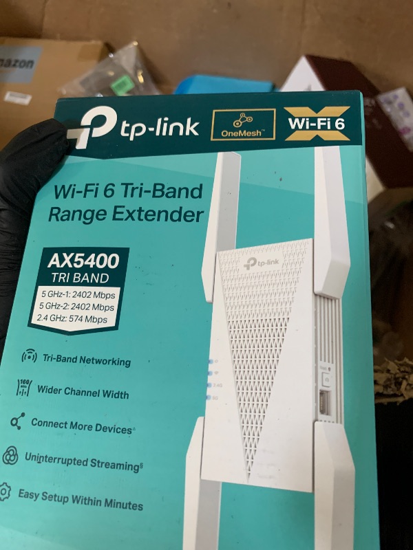 Photo 1 of TP-Link RE815X AX5400 WiFi 6 Range Extender w/Ethernet Port | 5.4 Gbps Tri-Band Wireless Repeater Amplifier | Up to 2800 Sq. Ft., 96 Devices | Internet Signal Booster | 160 MHz | APP Setup | OneMesh