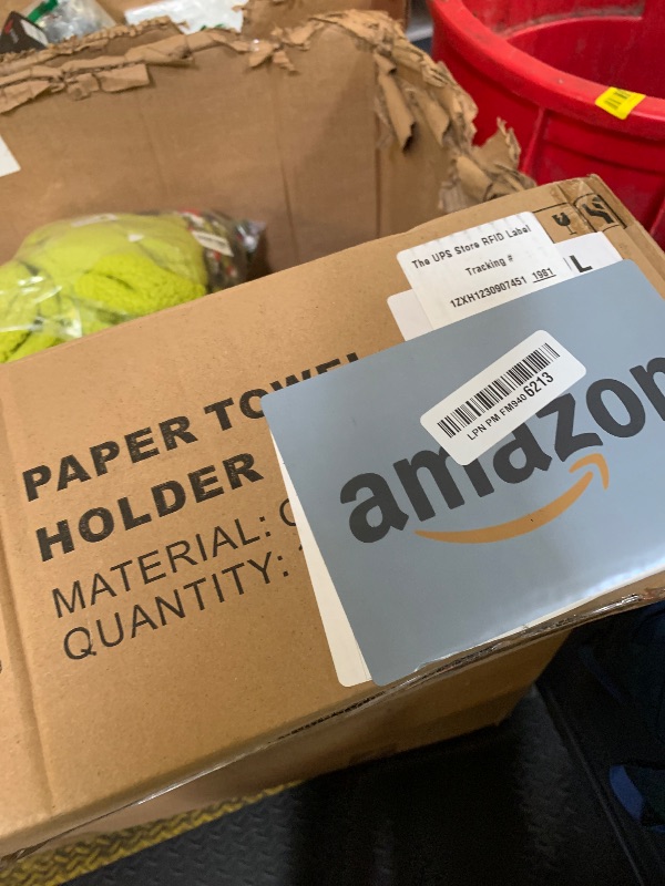 Photo 1 of JOGREFUL Paper Towel Holder Stand, Cast Iron Kitchen Paper Towel Countertop Vintage Stand with Weighted-Base, Bathroom Organization for Family Standard Large Size Roll Paper, Classic Style, Red