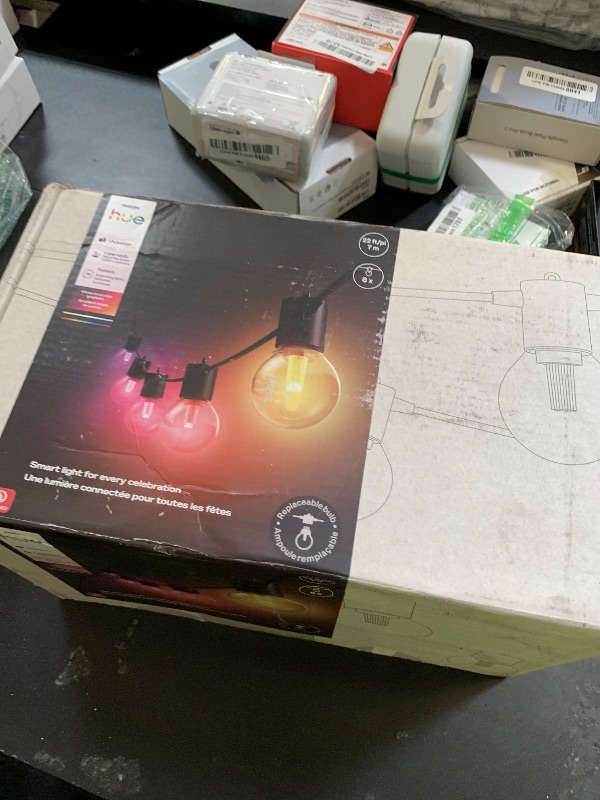 Photo 1 of Philips Hue Festavia Globe Outdoor String Lights, White & Color Ambiance, 22ft,8 Bulbs, Dimmable, Control with Hue App or Voice, Bridge Required