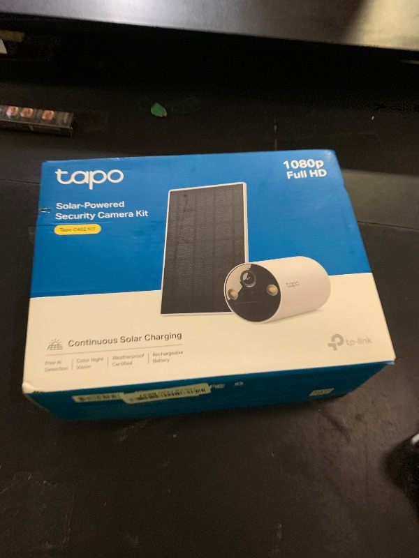 Photo 1 of Tapo SolarCam 1080p Outdoor Wireless Security Camera - Battery Power with Solar, Person Detection, Subscription-Free Local Storage or Optional Cloud, Works with Alexa & Google Assistant, C402 KIT