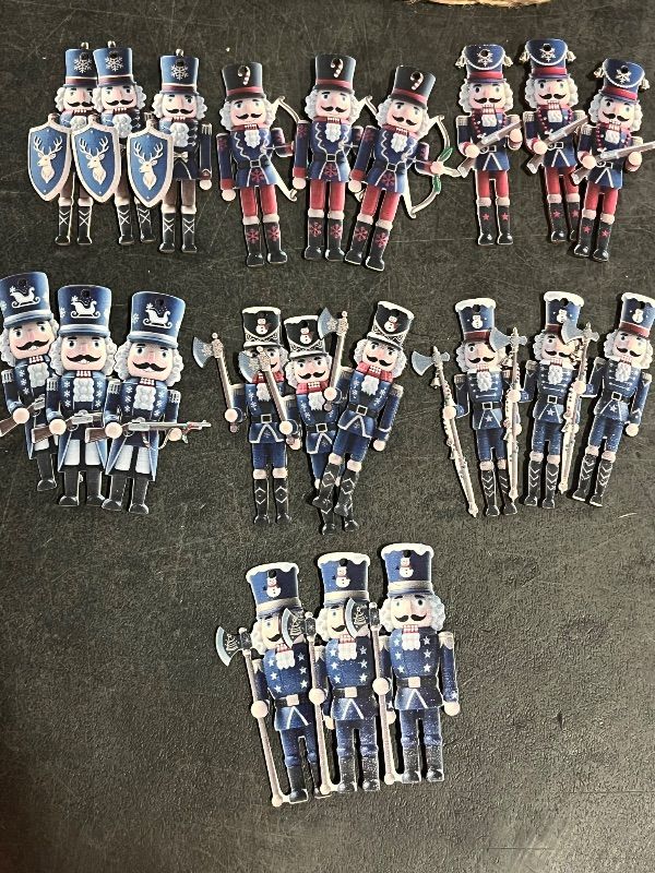 View 3 of 36PCS Christmas Wooden Ornaments - 12 Unique Patterns with Hemp Rope | Xmas Tree, Home & Garden Decor