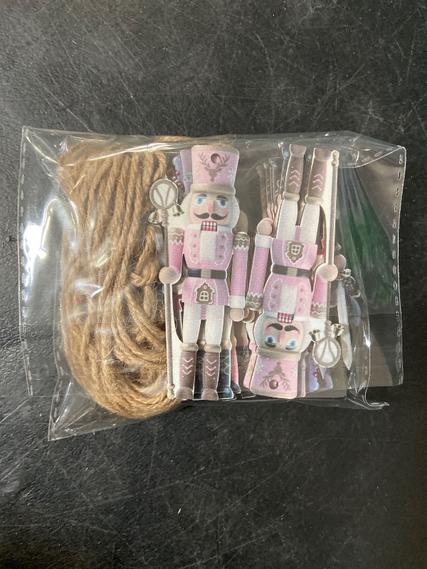 Photo 1 of 24PCS Christmas Wooden Ornaments - 12 Unique Patterns with Hemp Rope | Xmas Tree, Home & Garden Decor
