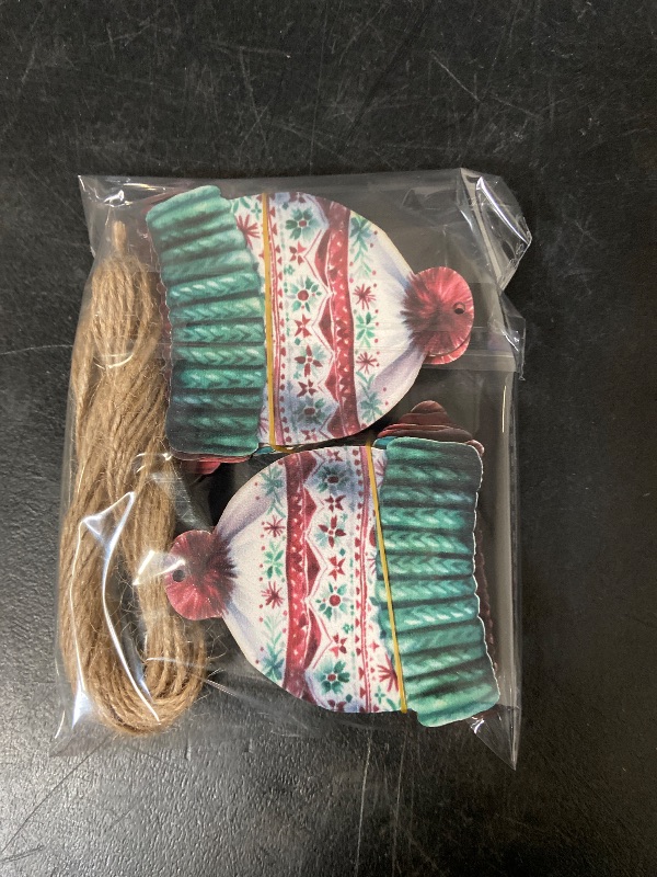 View 4 of 24 PCS Christmas Wooden Ornaments - 12 Unique Patterns with Hemp Rope | Xmas Tree, Home & Garden Decor