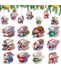 Photo 1 of 24 PCS Christmas Wooden Ornaments - 12 Unique Patterns with Hemp Rope | Xmas Tree, Home & Garden Decor