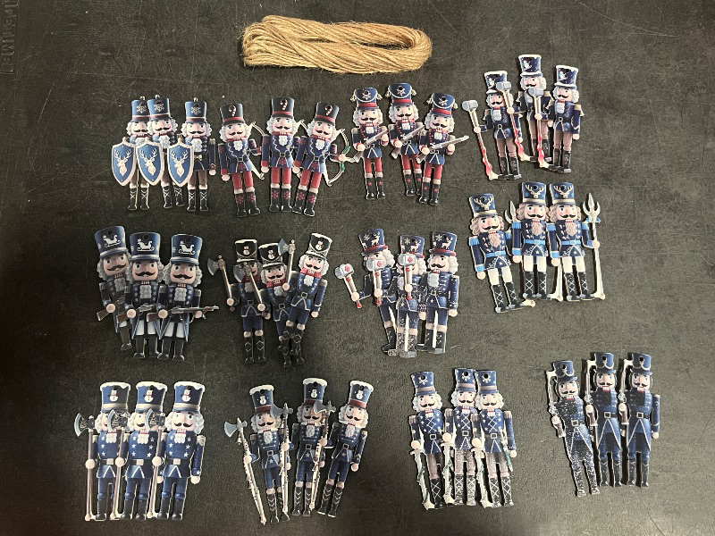 Photo 1 of 36PCS Christmas Wooden Ornaments - 12 Unique Patterns with Hemp Rope | Xmas Tree, Home & Garden Decor