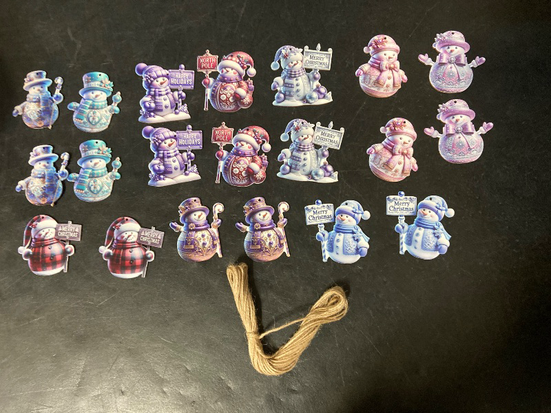 Photo 1 of 21 PCS Cross Christmas Wooden Ornaments - Unique Patterns with Hemp Rope | Xmas Tree, Home & Garden Decor