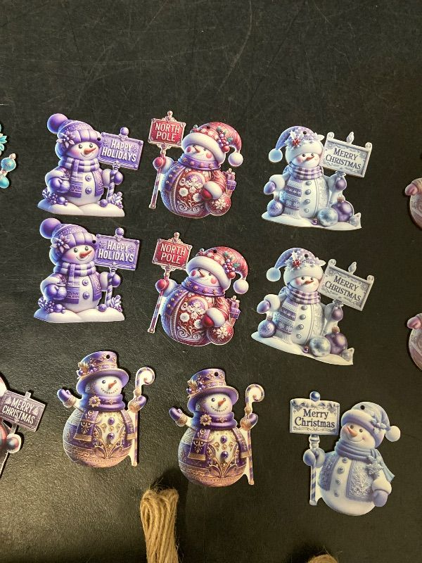 Photo 1 of 21 PCS Cross Christmas Wooden Ornaments - Unique Patterns with Hemp Rope | Xmas Tree, Home & Garden Decor