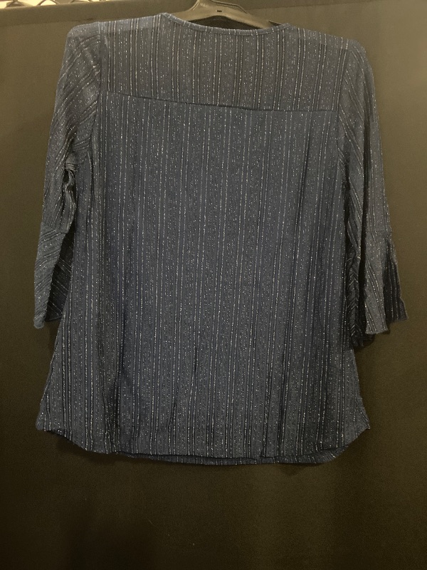 Photo 1 of Size L Women's  Ruffle 3/4 Sleeve Elegant Dressy Blouses Crew Neck Double Layers Mesh Tunic Tops Black XL
