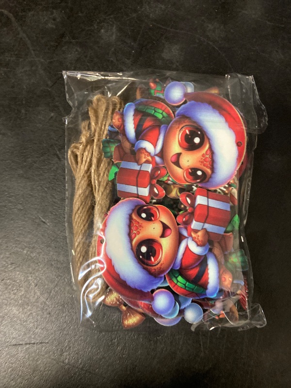 Photo 1 of 24 PCS Christmas Wooden Ornaments - 12 Unique Patterns with Hemp Rope | Xmas Tree, Home & Garden Decor
