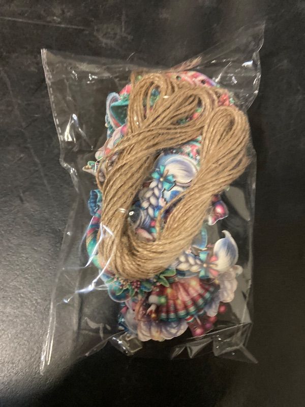 Photo 1 of 24 PCS Christmas Wooden Ornaments - 12 Unique Patterns with Hemp Rope | Xmas Tree, Home & Garden Decor