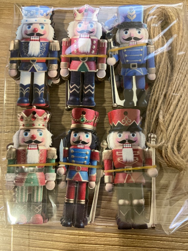 Photo 1 of 36PCS Christmas Wooden Ornaments - 12 Unique Patterns with Hemp Rope | Xmas Tree, Home & Garden Decor