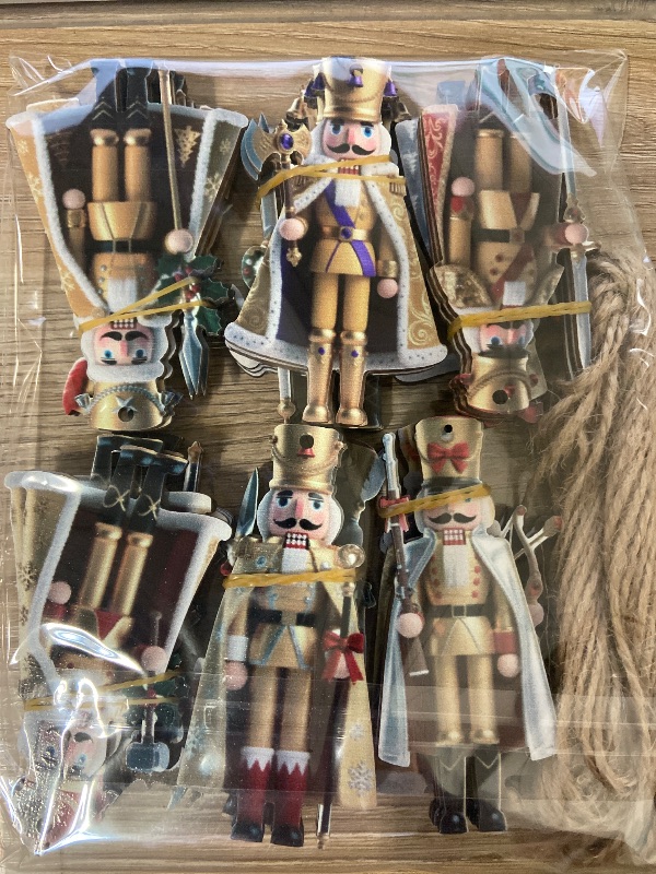 View 2 of 36PCS Christmas Wooden Ornaments - 12 Unique Patterns with Hemp Rope | Xmas Tree, Home & Garden Decor