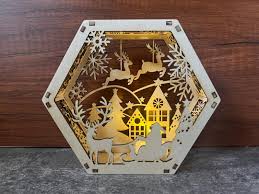 Photo 1 of 2pk DIY 3D Christmas Lantern, Hexagonal Lighted Christmas Lantern
