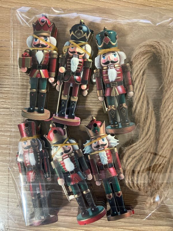 Photo 1 of 36PCS Christmas Wooden Ornaments - 12 Unique Patterns with Hemp Rope | Xmas Tree, Home & Garden Decor