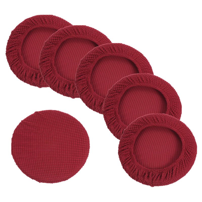 Photo 1 of 6pk 11" Round Bar Stool Cover, 6 Pack Elastic Bar Stool Cover Washable Seat Covers for Diameter 11"-14" Chair, Burgundry
