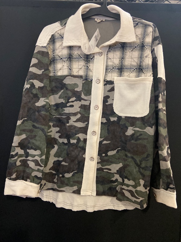 Photo 1 of Size L Pieced Camo Oversized Shacket