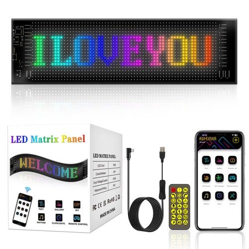 Photo 1 of LED Matrix Panel USB Flexible Colorful DIY Programmable App Remote Control 20*64