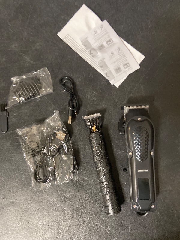 Photo 1 of 2 Pieces Hairdresser Set Cordless Hairdresser Men's Shaving Digital Display Display, Chinese Loong Element Pattern Hairdresser One-Stop Accessories, Men's Family Essential Care Tool Set