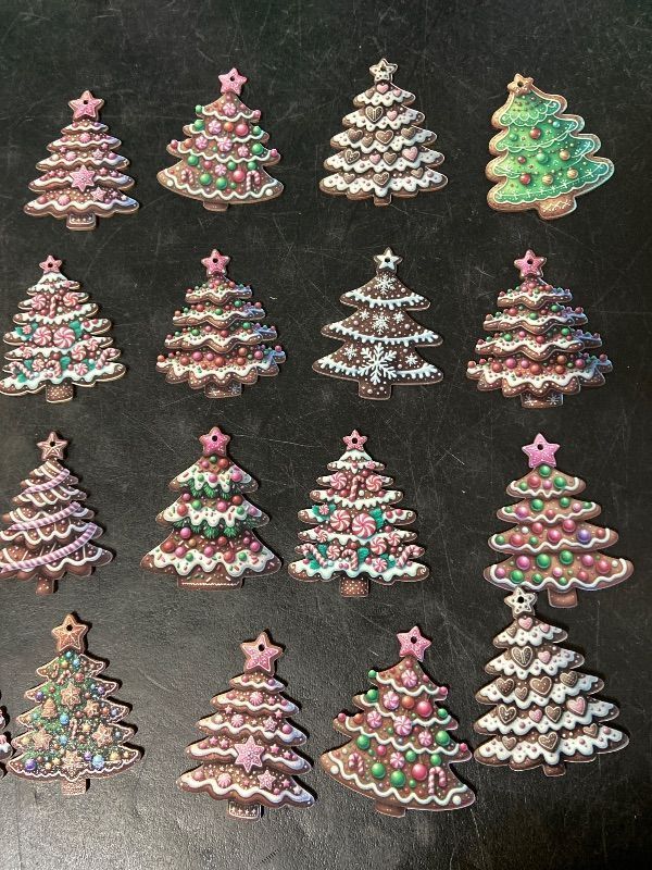 Photo 1 of 24 PCS Christmas Wooden Ornaments - 12 Unique Patterns with Hemp Rope | Xmas Tree, Home & Garden Decor