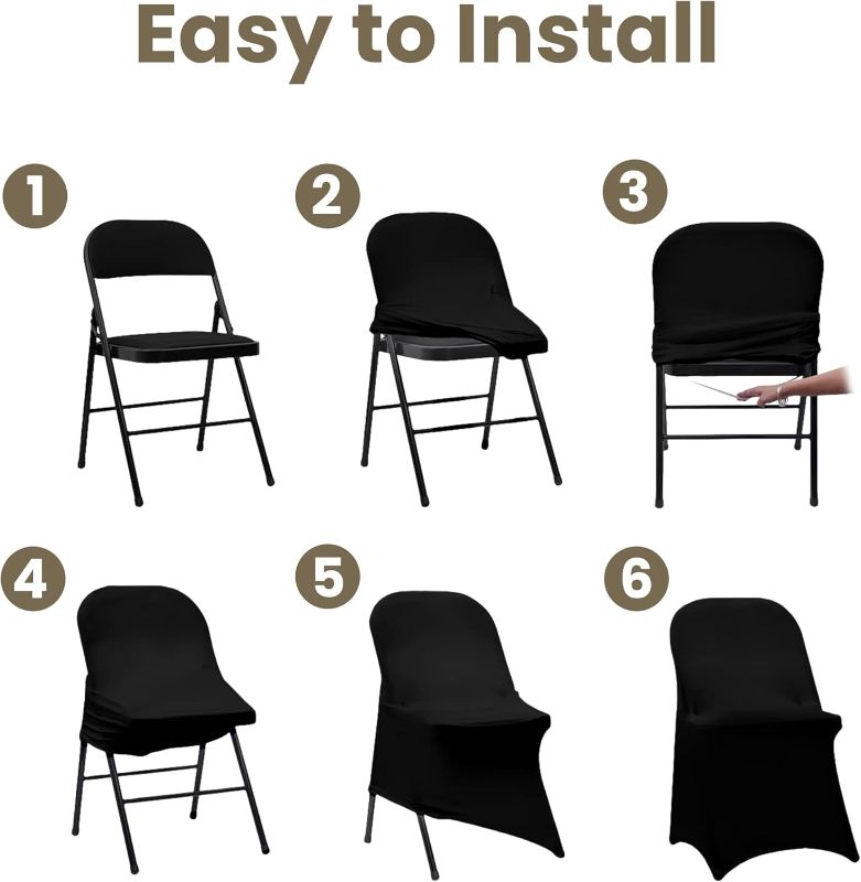 Photo 1 of Folding Chair Covers 30 PCS Stretch Spandex Chair Covers Upgraded Universal Washable Fitted Chair Slipcovers Protector for Party, Wedding, Holidays, Banquet, Celebration (Black, 30 PCS)
