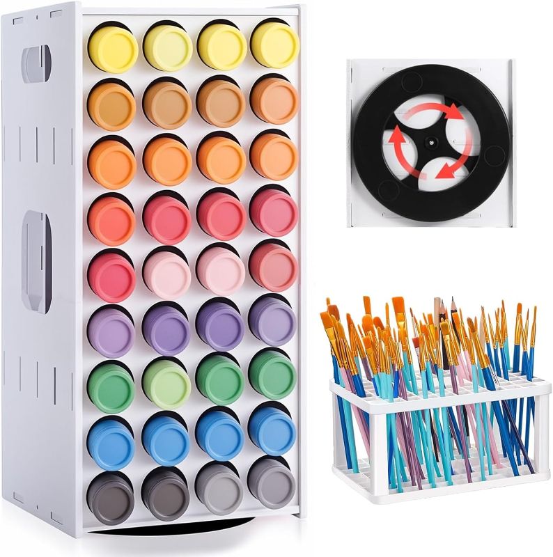 Photo 1 of 2 oz Acrylic Paint Organizer 72 Holes Spinning Paint Organizer Tower and Paintbrush Holder with 360 Degree Rotation for Art Painting Supplies
