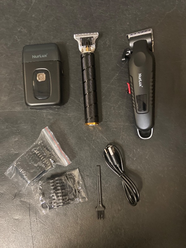 Photo 1 of 3pcs Men'S Professional Hair & Beard Grooming Kit - Cordless Clippers with LED Display, Precision Trimmer Set, USB Rechargeable, for Home Use, Perfect Holiday Gift
