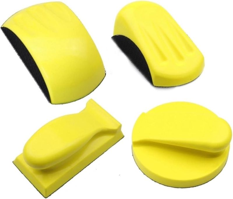 Photo 1 of 4pk Hand Sanding Pad -Sanding Disc Holder Sandpaper Backing Polishing Pad Hand Grinding Block for Woodworking, Furniture Restoration, Home Sanding Block (Color: 5 inch Round)
