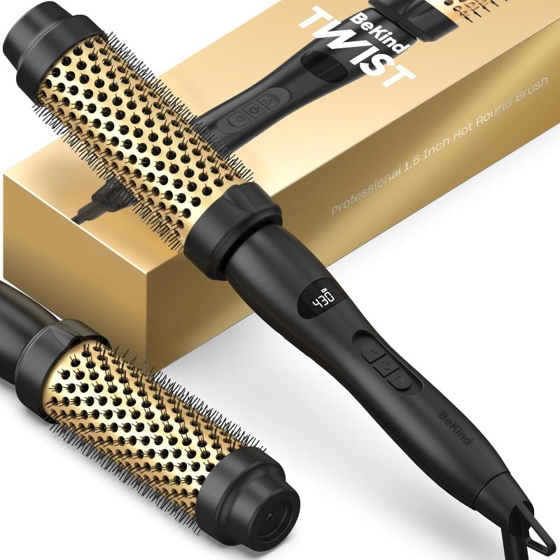 Photo 1 of Bekind Twist Pro Thermal Brush - 1.5 Inch Versatile Heated Round Hot Air Brush Dryer, Effortless Blowout Curling Hair Styling Tools, Negative Ion Blow Out Hot Round Brush, 20s Heats (Black)
