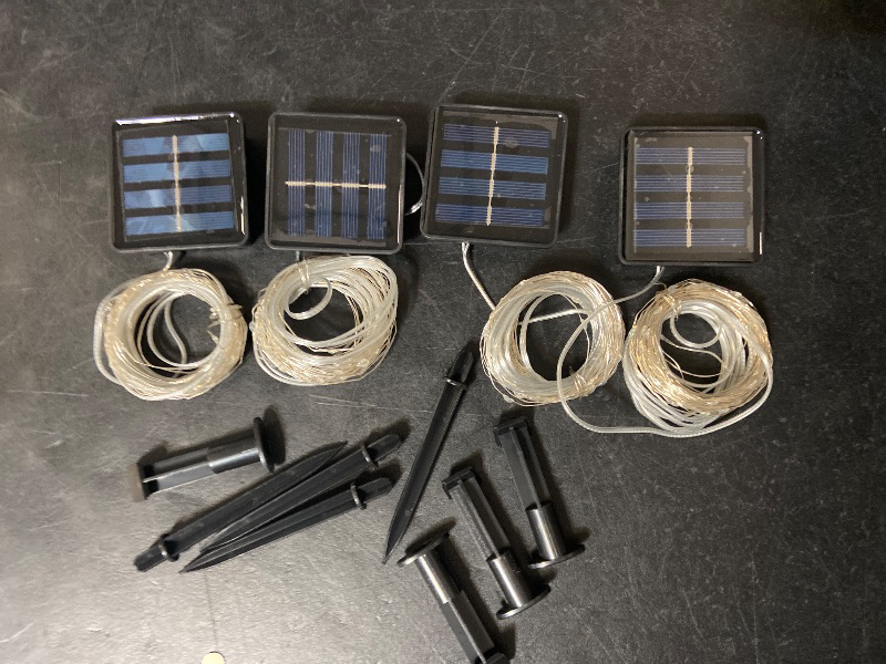 Photo 1 of 4 Pack Solar String Lights for Outside - 320LED 132FT Solar Fairy Lights Outdoor Waterproof 8 Modes, Copper Wire Solar Powered Twinkle Lights for Tree Garden Christmas Wedding Party Decor, Blue
