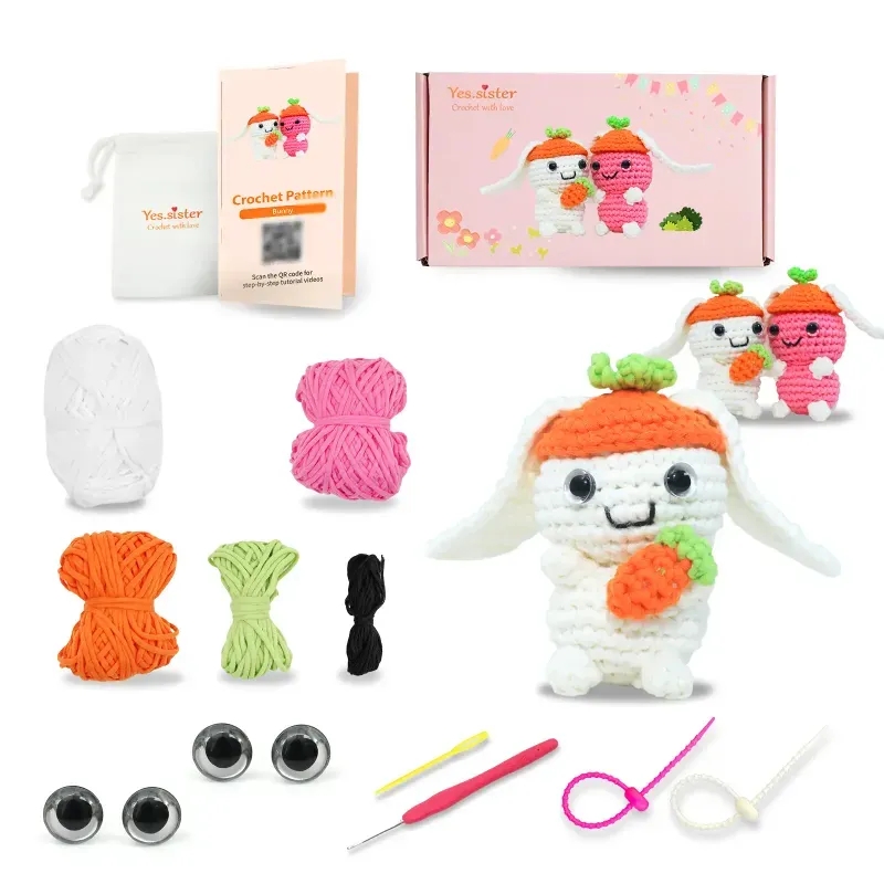 Photo 1 of DIY Yes.Sister Amigurumi Crochet Kit: Carrot-themed bunnies