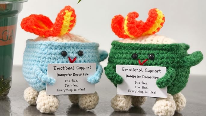Photo 1 of DIY Yes.Sister Amigurumi Crochet Kit: Emotional Support Dumpster Decor Fire Pattern