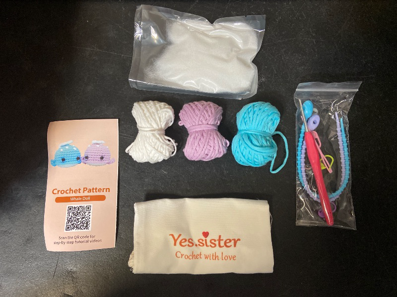 Photo 1 of DIY Yes.Sister Amigurumi Crochet Kit: Pink & Blue Whales Pattern