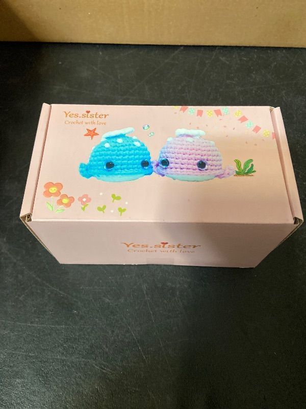 Photo 1 of DIY Yes.Sister Amigurumi Crochet Kit: Pink & Blue Whales Pattern