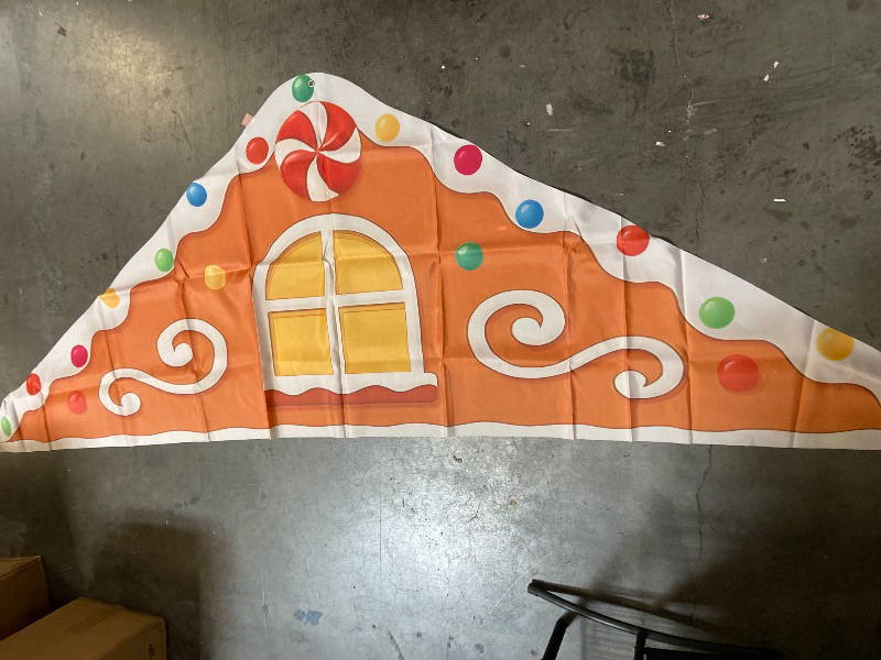 Photo 1 of Christmas Gingerbread Party Porch Banner for Classroom Christmas Party Door Decoration Xmas Gingerbread Man House Door Cover Hanging Supplies Winter Gingerbread Backdrop for Holiday Party Supplies