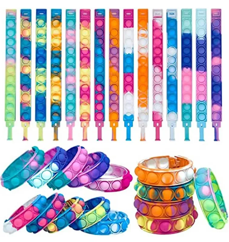 Photo 1 of 102 Pieces Popular Bracelet Party Favors Fidget Bracelets Birthday Party Favors Kids Gift Bag Fillers Classroom Prizes Toys
